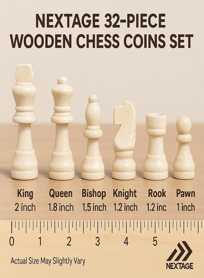 Nextage 32-Piece Wooden Chess Coins Set | Classic Imported Wooden Goti for Chess Board | 5.8 cm King Size | Lightweight Durable Chess Accessories for Kids & Adults - Image 4